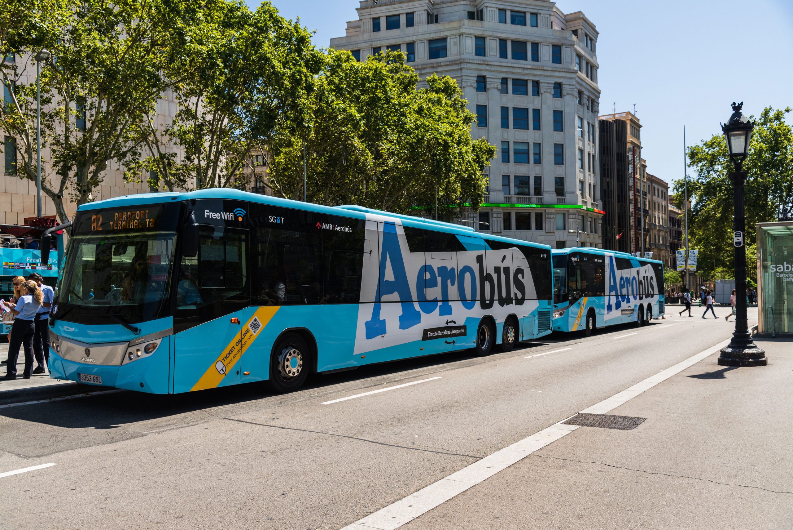 Buss transport i Barcelona centrum