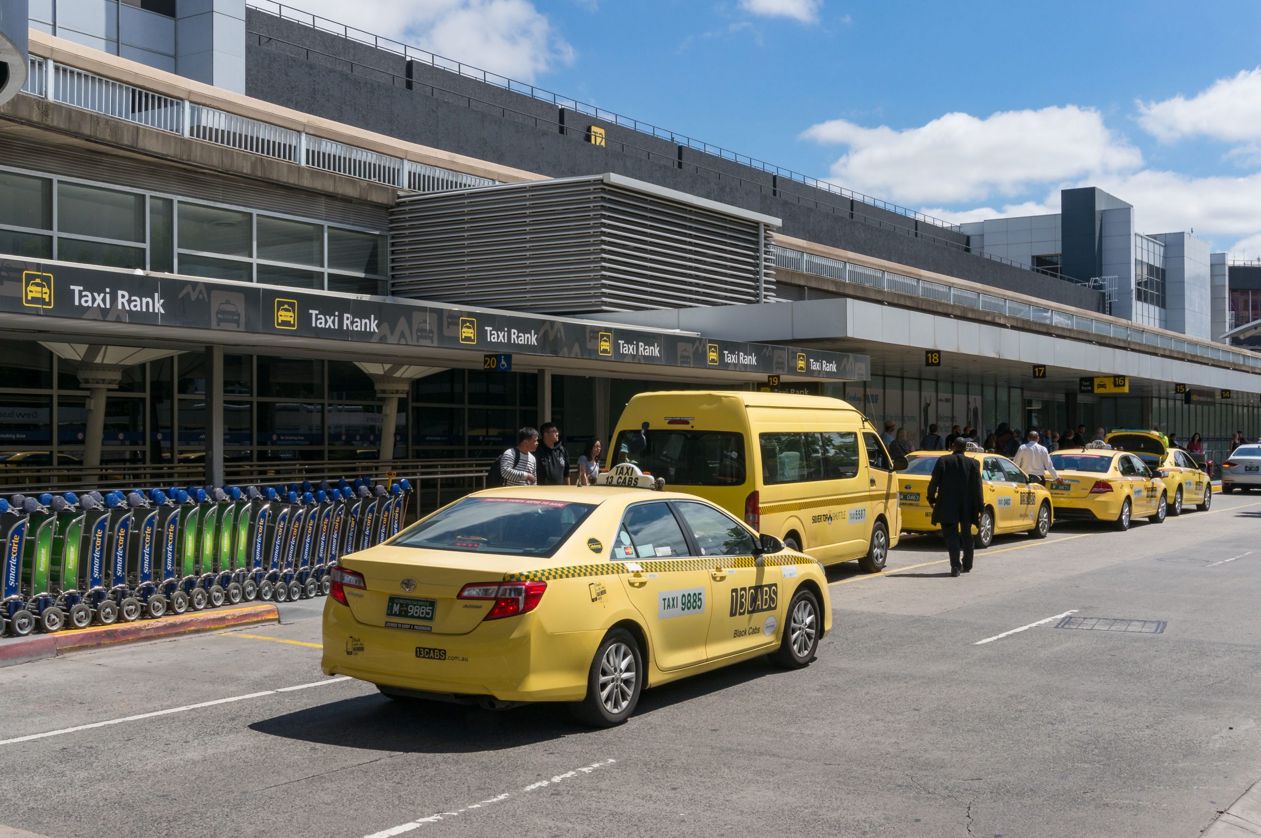 Taxi transport från flygplatsen till centrum av Melbourne